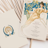 Elegante Art Nouveau Wedding Drinks Menü Karte