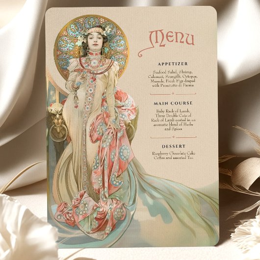 Elegante Art Nouveau Wedding Menu Card Einladung