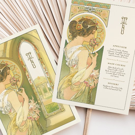Elegante Art Nouveau Wedding Menu Card Einladung