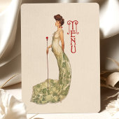 Elegante Art Nouveau Wedding Menu Card Einladung
