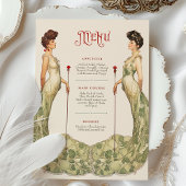 Elegante Art Nouveau Wedding Menu Card Einladung