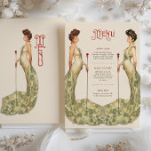 Elegante Art Nouveau Wedding Menu Card Einladung