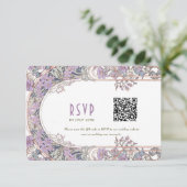 Elegante Art Nouveau Wedding RSVP Card mit QR Code Einladung (Stehend Vorderseite)