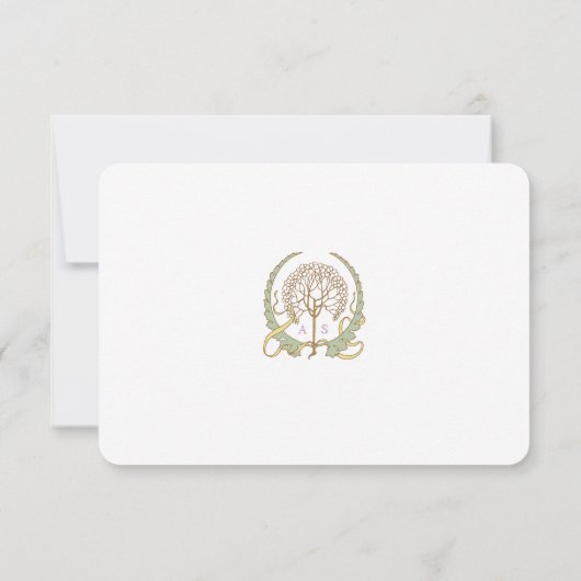 Elegante Art Nouveau Wedding RSVP Card mit QR Code Einladung (Rückseite)