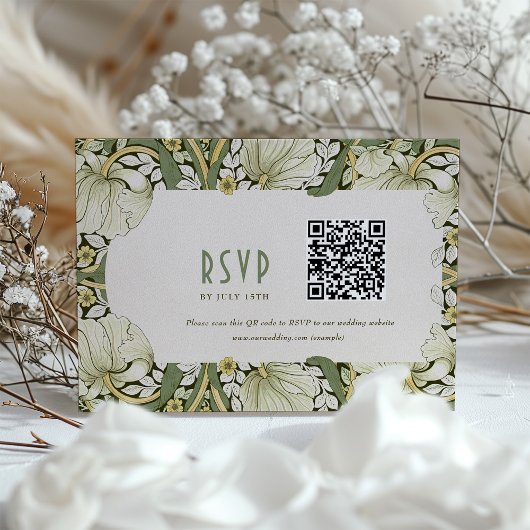 Elegante Art Nouveau Wedding RSVP Card mit QR Code Einladung