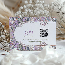 Elegante Art Nouveau Wedding RSVP Card mit QR Code Einladung