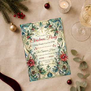 Elegante Art Nouveau-Weihnachtsfeier Einladung