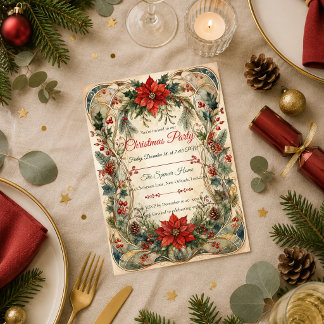 Elegante Art Nouveau-Weihnachtsfeier Einladung