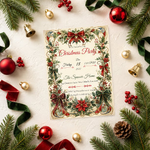 Elegante Art Nouveau-Weihnachtsfeier Einladung