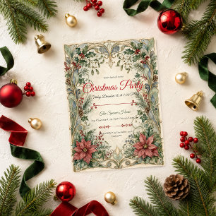 Elegante Art Nouveau-Weihnachtsfeier Einladung