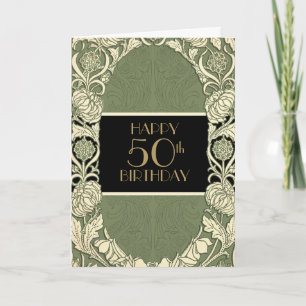 Elegante Art Nouveau zum fünfzigsten Geburtstag Karte