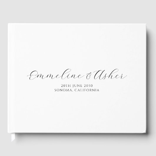 Elegante Art Script Serif Personalisiert Hochzeit Gästebuch (Vorderseite)