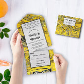 Elegante Artistic Black Gold Abstrakte Kunst Hochz All In One Einladung