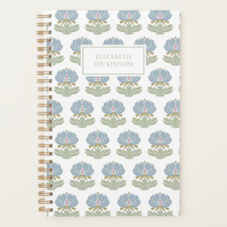 Elegante Arts & Crafts inspirierte blaue grüne Blu Planer