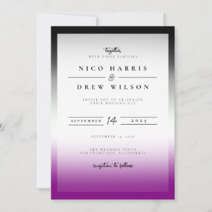 Elegante asexuelle Pride-Hochzeit Einladung