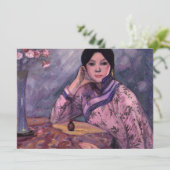 Elegante asiatische Dame mit einer Parfümflasche Karte (Stehend Vorderseite)