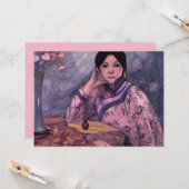 Elegante asiatische Dame mit einer Parfümflasche Karte (Vorderseite/Rückseite Beispiel)