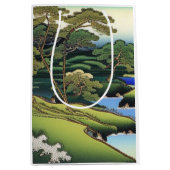 Elegante asiatische Landschaft Mittlere Geschenktüte (Vorderseite)