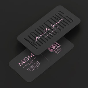 Elegante Ästhetik Marketing Pink Schwarz Visitenkarte