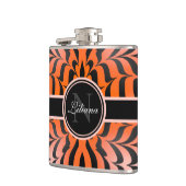 Elegante Ästhetik Orange & Black Tiger Skin Print Flachmann (Links)