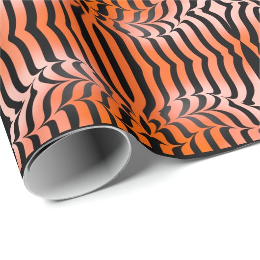 Elegante Ästhetik Orange & Black Tiger Skin Print Geschenkpapier (Rolleneckpunkt)