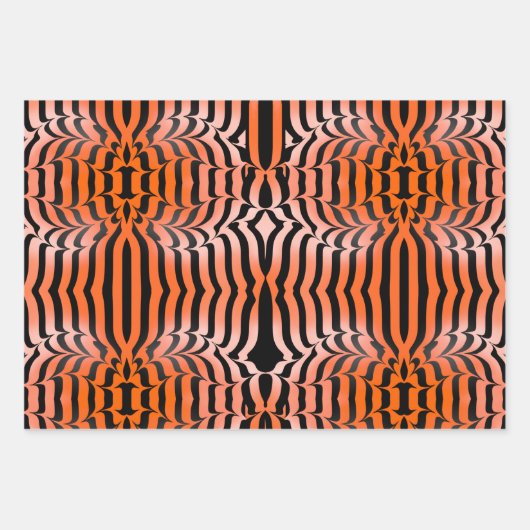 Elegante Ästhetik Orange & Black Tiger Skin Print Geschenkpapier Set (Vorderseite 3)
