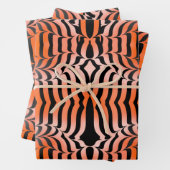 Elegante Ästhetik Orange & Black Tiger Skin Print Geschenkpapier Set (Beispiel)