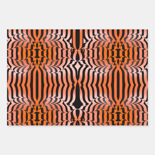 Elegante Ästhetik Orange & Black Tiger Skin Print Geschenkpapier Set (Vorderseite)