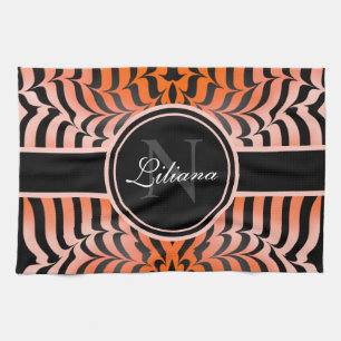 Elegante Ästhetik Orange & Black Tiger Skin Print Geschirrtuch