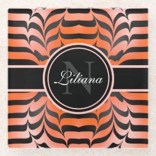 Elegante Ästhetik Orange & Black Tiger Skin Print Glasuntersetzer