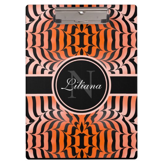 Elegante Ästhetik Orange & Black Tiger Skin Print Klemmbrett (Vorderseite)