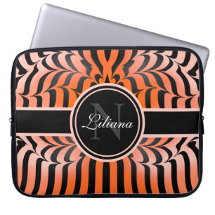 Elegante Ästhetik Orange & Black Tiger Skin Print Laptopschutzhülle