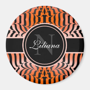 Elegante Ästhetik Orange & Black Tiger Skin Print Magnet