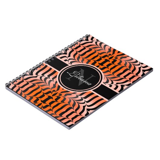 Elegante Ästhetik Orange & Black Tiger Skin Print Notizblock (Linke Seite)