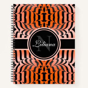Elegante Ästhetik Orange & Black Tiger Skin Print Notizblock
