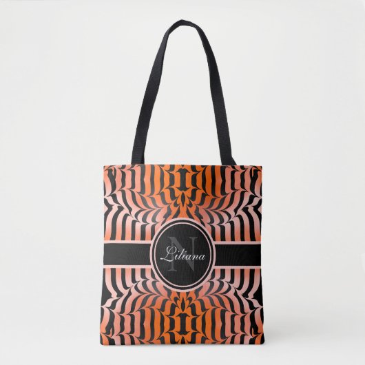 Elegante Ästhetik Orange & Black Tiger Skin Print Tasche (Vorderseite)