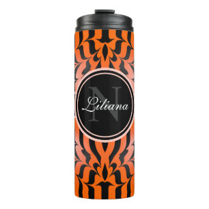 Elegante Ästhetik Orange & Black Tiger Skin Print Thermosbecher