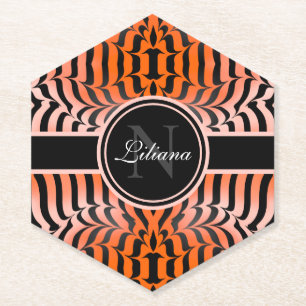 Elegante Ästhetik Orange & Black Tiger Skin Print Untersetzer