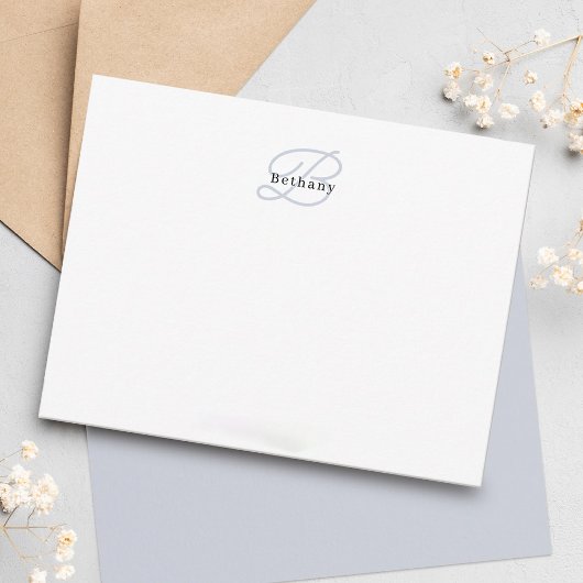 Elegante ästhetische Kalligraphie Mute Gray Monogr Mitteilungskarte