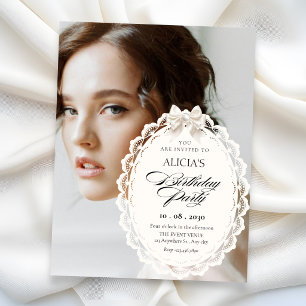 Elegante ästhetische Koketten-Foto-Geburtstag Einladung