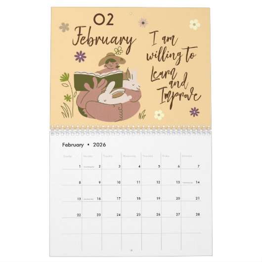 Elegante ästhetische schöne Bekenntnisse 2025 Kalender (Feb 2026)