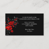 Elegante Atemberaubende Rote Rose Schwarze Blätter Visitenkarte (Rückseite)
