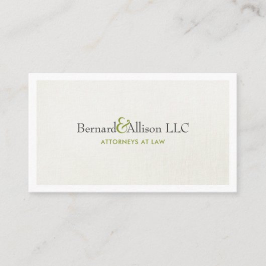 Elegante Attorney Subtle Linen Look Business Card Visitenkarte (Vorderseite)