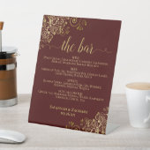 Elegante Auburn & Gold Drinks oder Bar Menu Weddin Sockelschild (In SItu)