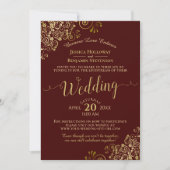 Elegante Auburn & Gold Virtual Wedding Livestream Einladung (Vorderseite)