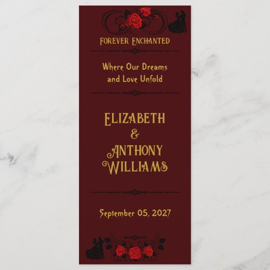 Elegante auf einem Tisch: individuell anpassbare H Menükarte (Rückseite)