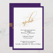 Elegante, aufgeschobene Hochzeit-Lila Goldstreifen Einladung (Vorne/Hinten)