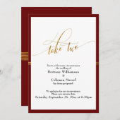 Elegante, aufgeschobene Hochzeitkarte mit Rotem un Einladung (Vorne/Hinten)