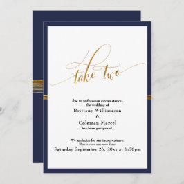 Elegante, aufgeschobene Hochzeitskarte und Goldstr Einladung