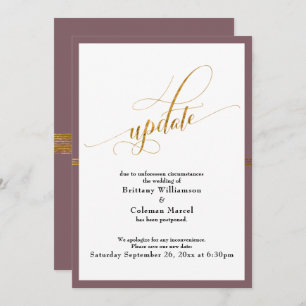 Elegante, aufgeschobene Wedding Mauve Gold Stripe  Einladung